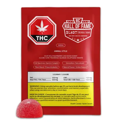 Blast Sour Wild Raspberry Animal Style Live Rosin Gummy · 10mg
